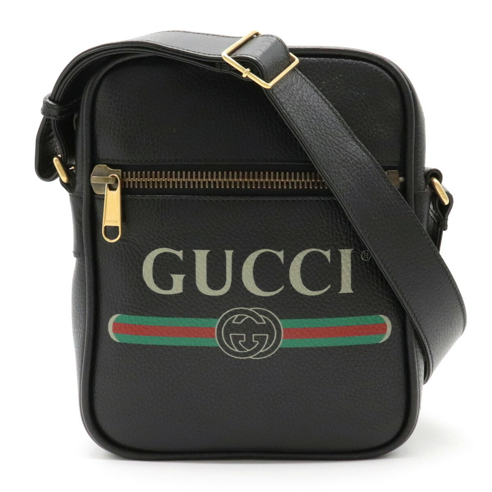 Gucci Gucci Print Messenger Bag Leather Black